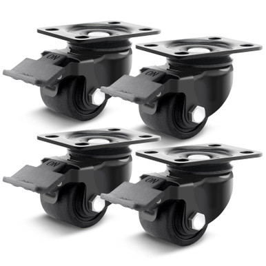 2 Inch Caster Wheels Set Of 4, Heavy Duty Casters Load 2200Lbs, Low Gravity Cent