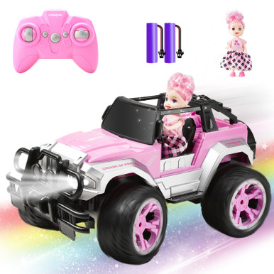 Carox Remote Control Car for Girls, 160 mins Pink RC Car with Doll and