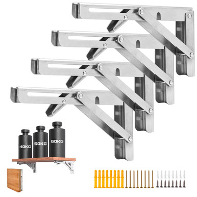 4 Pcs Folding Shelf Brackets, 18 Inch Shelf Brackets Heavy Duty ...