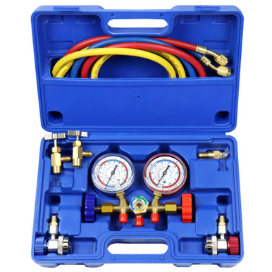 AC Manfold Gauge Set, 3 Way Car HVAC R134a R404a Refrgerant Chargng - View #2