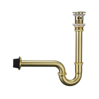 GORDEE Bathroom Sink Pop-Up Stopper Bottle P-Trap – 1-1/4" Slip Inlet, Brass Core, Matte Black, Fits 1.61-1.9 Inch Sink Hole, With Overflow, Height Adjustable 9-12.6"