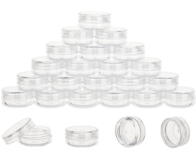 25 Count 3 Gram Sample Containers, Clear Lip Balm Containers with Lids ...