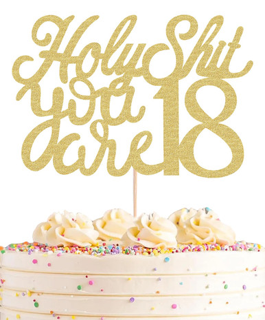 AHAORAY Happy 18th Birthday Cake Topper - Gold Glitter 18th Birthday ...