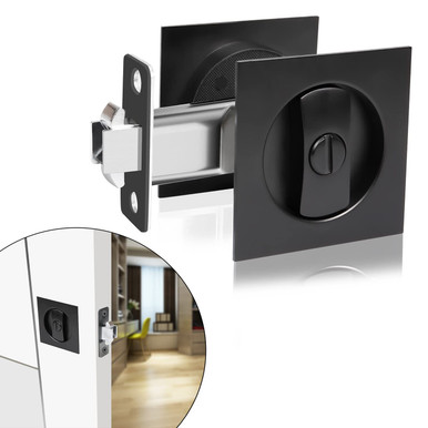 Pocket Door Bathroom Lock Black