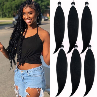 Upruyo 1b Black Braiding Hair Pre Stretched Prestretched Braiding Hair ...
