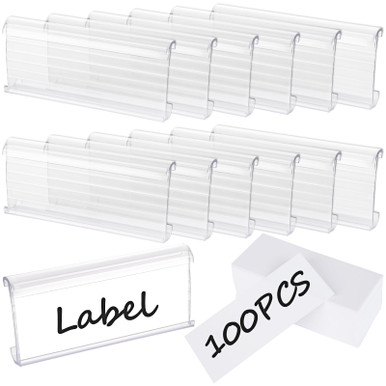 MIVIDE 100 Pack Wire Shelf Label Holders, Plastic Shelf Label Tags ...
