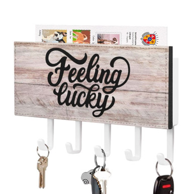 Feeling Lucky Key Holder Wall Mount Key Shelf Saying Quotes Self ...