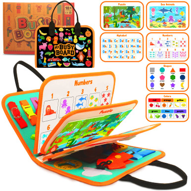 SMALL FISH Busy Board Montessori Toy for 1 2 3 4 Years Old, Educational ...