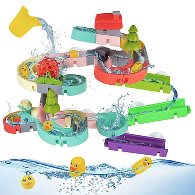 KalaDuck 62 PCS Duck Slide Bath Toy, DIY Track Water Slide Bath Toys ...