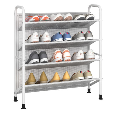 FKUO 4 Tier Shoe rack for closet Mesh fabric narrow Metal shoe racks ...
