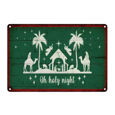 CowkissSign Vintage Christmas Green Nativity Scene Vintage Farmhouse ...