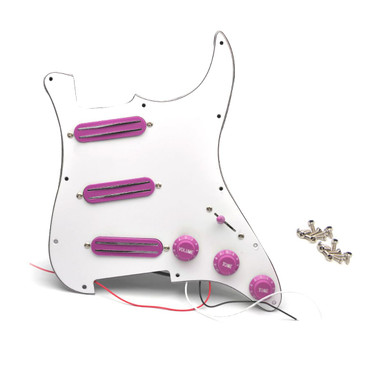 SHENGSUI Prewired Load Strat Pickguard SSS with Hot Dual Rail Purple ...