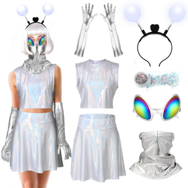 Xuhal 8 Pcs Alien Costume Women Alien Headband Antenna Martian Glasses ...