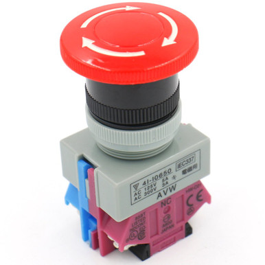 AC 660V 10A Mushroom Button Emergency Stop Switch – NO+NC, Red
