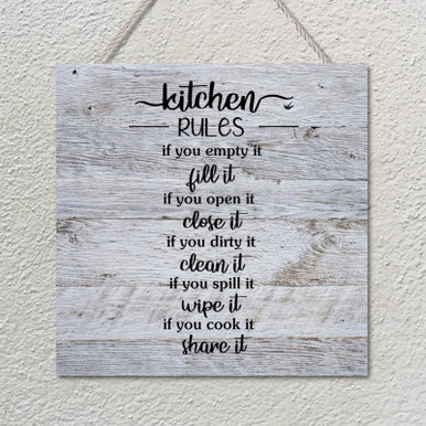 Rustic Kitchen Rules Sign Yinrune Decorative Wood Signs Plaques Kitchen Rules Farmhouse Rustic ...
