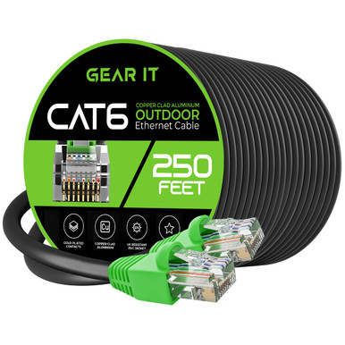 GearIT Cat6 Outdoor Ethernet Cable (250 Feet) CCA Copper Clad ...