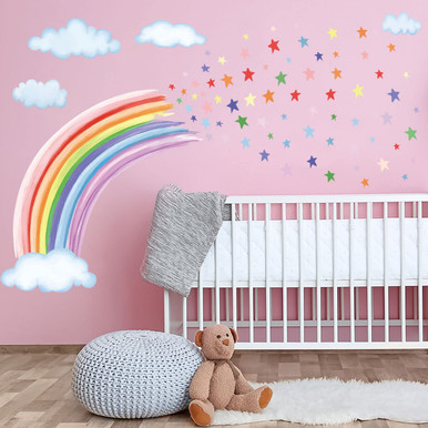 Supzone Large Rainbow Wall Stickers Boho Rainbow Wall Decal Colorful ...