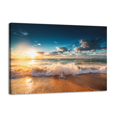 Ocean Wave Wall Art Canvas Coastal Decor Beach Sunset Theme Pictures ...
