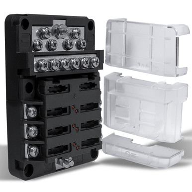 True Mods 6 Way Fuse Box with 12 Ground Negative Busbar for Automotive ...