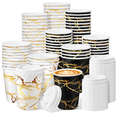 DGDFLDGC 80 Pack 12 oz Disposable Hot Cups with Lids, Hot Paper Coffee ...