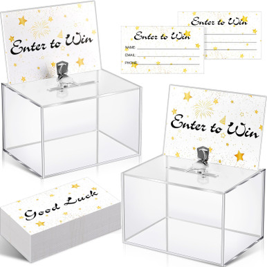 Traditional Raffle Ticket Box Beeveer 2 Pcs Acrylic Raffle Box with Lock 400 Pcs Raffle Tickets Cards ...