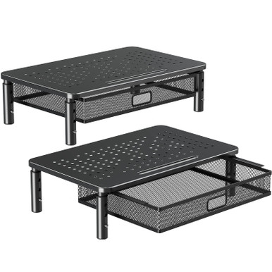 ELIVED 2 Pack Monitor Stand Riser with Drawer, 3 Height Adjustable with ...