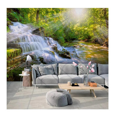 TOKMOCO Custom Nature Landscape Waterfall 3D Wall Murals Sunshine ...
