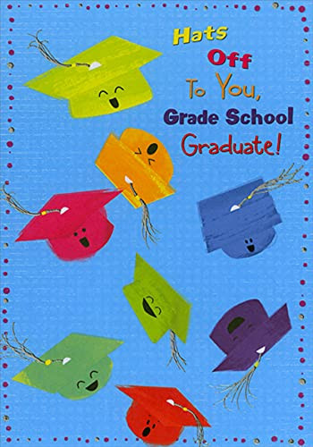 Designer Greetings Colorful Floating Grad Caps with Faces Grade School ...