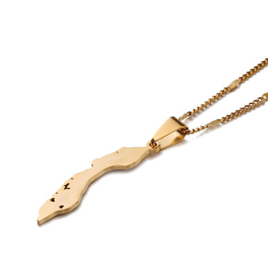Stainless Steel Mexico Map Pendant Necklace - Gold Plated Mexican Jewelry, 50cm Chain, Unisex Fashion Necklace