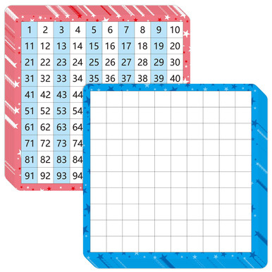 10 Pack Dry Erase Math Hundred Board Card Laminated Double Sided Number ...