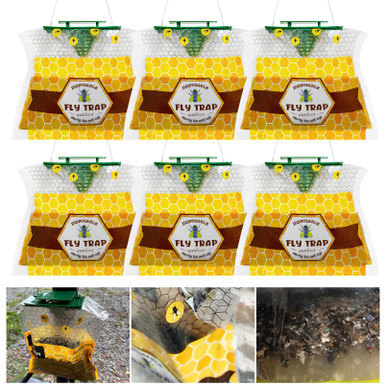 Fly Traps Outdoor Hanging, 6 Natural Pre-Baited Fly Hunter Stable Horse ...