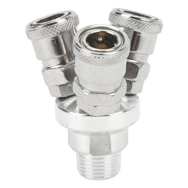 3 Way Air Hose Splitter Manifold W/ Couplers Kits 1/4" And One Plug