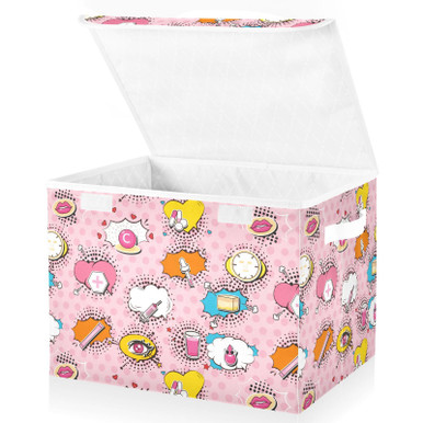 JUNZAN Cute Trendy Cartoon Lips Pink Storage Boxes With Lids ...