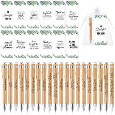 Yeaqee 50 Sets Employee Appreciation Gifts Bulk Bible Bamboo Pens ...