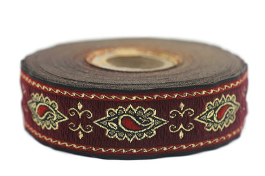 11 Yard Spool 0.98 inches Wide Red Medieval Motive Ribbon Renaissance ...