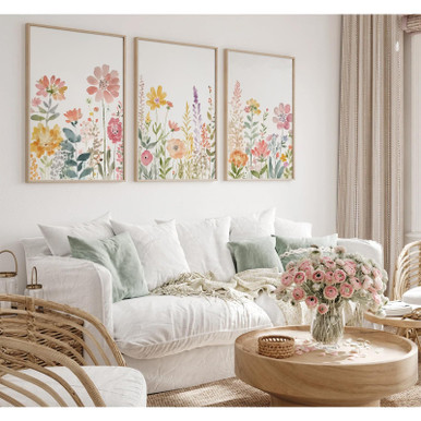 Watercolor Wildflower Wall Art Decor Colorful Flower Pictures Canvas ...