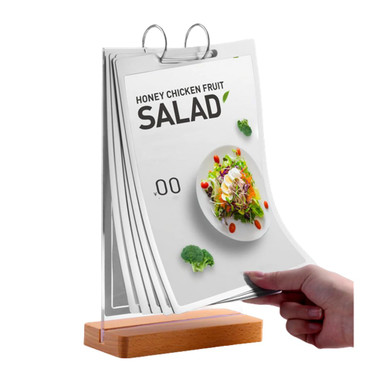 Clear Acrylic Sign Holder - 4x6 Inch Double Sided Desktop Display With Wood Base