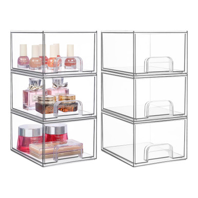 Vtopmart 6 Pack Stackable Storage Drawers, 4.4'' Tall Acrylic Bathroom ...