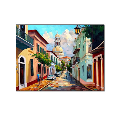 Puerto Rico Art Poster Canvas Oil Painting Painting Old San Juan Street ...