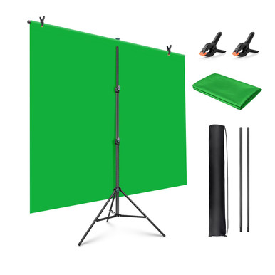 JEBUTU 6.5 X 5 Ft Green Screen with 6.5 X 6.5 Ft T-Shape Background ...