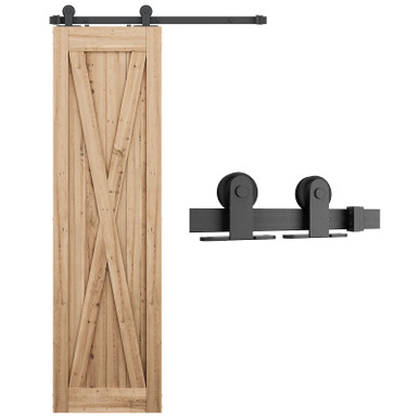 SMARTSTANDARD 8 Feet Top Mount Sturdy Sliding Barn Door Hardware Kit - Smoothly And Quietly