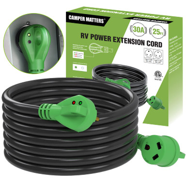 CAMPER MATTERS 30 Amp 25 FT RV Power Extension Cord with Reverse ...