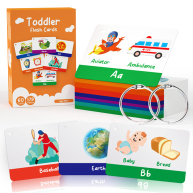 60 Cards, 120 Pictures Educational ABC Alphabet Flash Cards for
