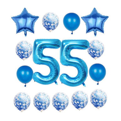 55th Birthday Decorations Party Supplies,Blue Number 55 Balloon,40 Inch ...