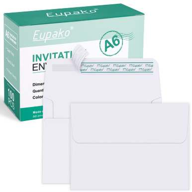 Eupako A6 White Envelopes 4x6, 100 Pack Self Seal Envelopes for 4x6 ...