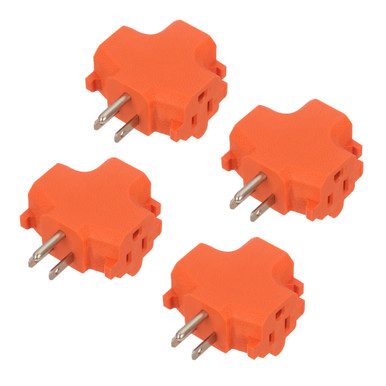 Plug Extender Orange Color GOMEN 3-Outlet Grounding Adapter, Heavy Duty 3 Way Plug Adapter, ETL ...