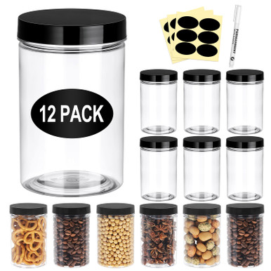 Eupako 12 Pack Plastic Jars with Lids 8 OZ - Empty Clear Cosmetics ...