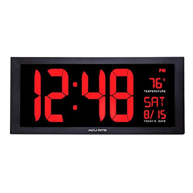 Acu Rite Large Digital Clock AcuRite 75100 Large Digital Clock with Indoor Temperature | LED Wall ...