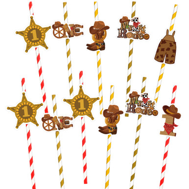 Cholemy 60 Sets My First Rodeo Birthday Party Paper Straw Western ...