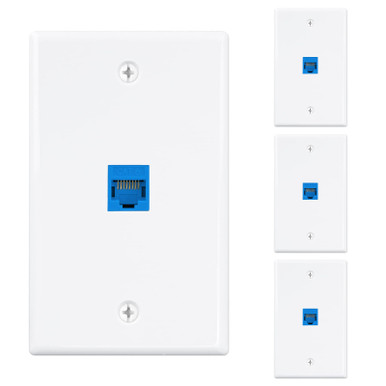 Ethernet-Wandplatte 8 Ports - Double Gang Cat6 RJ45 Netzwerkkabel Frontplatte Buchse Auf Buchse Blau
